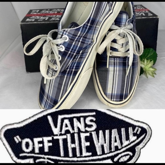 Vans Shoes - VANS blue NAVY KINGDOM plaid classic shoe blue MENS 6 women’s  8 Navy Ki…